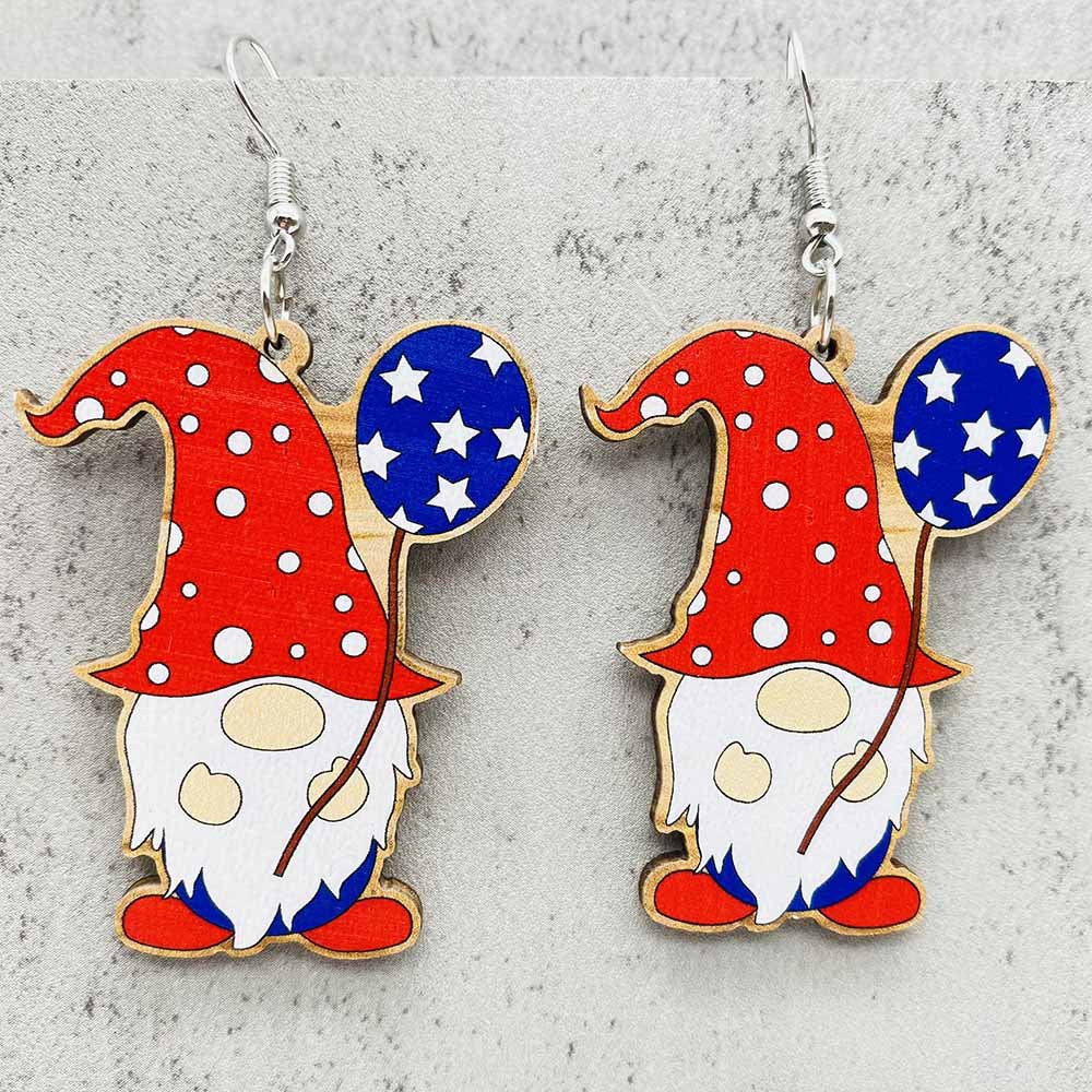 Wholesale American Independence Day LOVE Sunflower Eagle Wooden Earrings