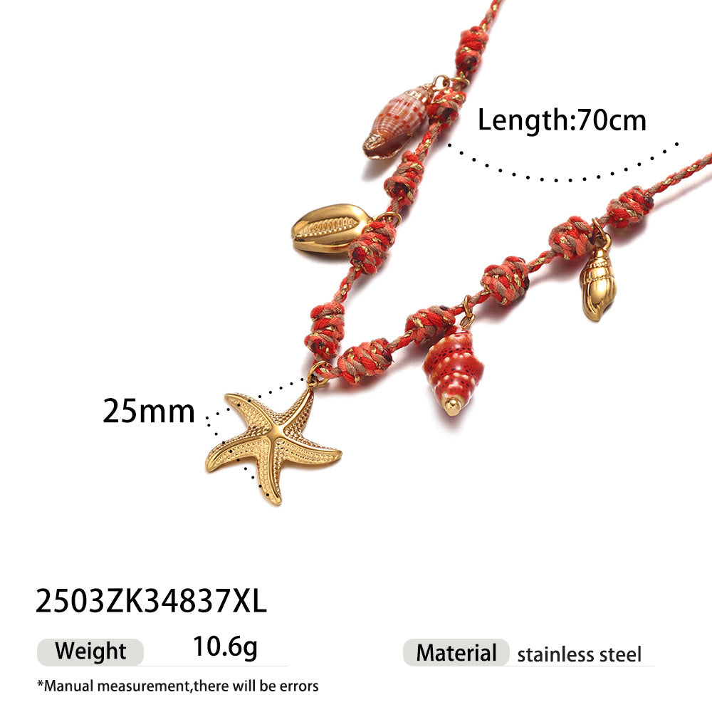 Wholesale Taina' s New Creative Ocean Series Stainless Steel Bracelet Girls Ceramic Conch Titanium Steel Pendant Shell Hand Jewelry