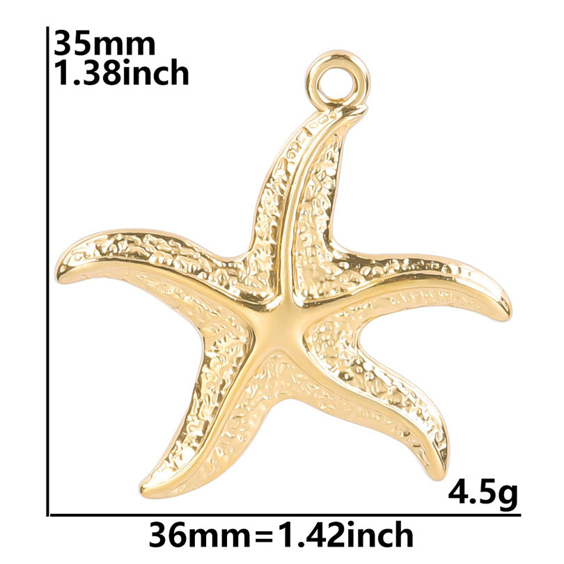 Wholesale 5pcs Steel Color Irregular Starfish Titanium Steel Colorful Pendant Accessories