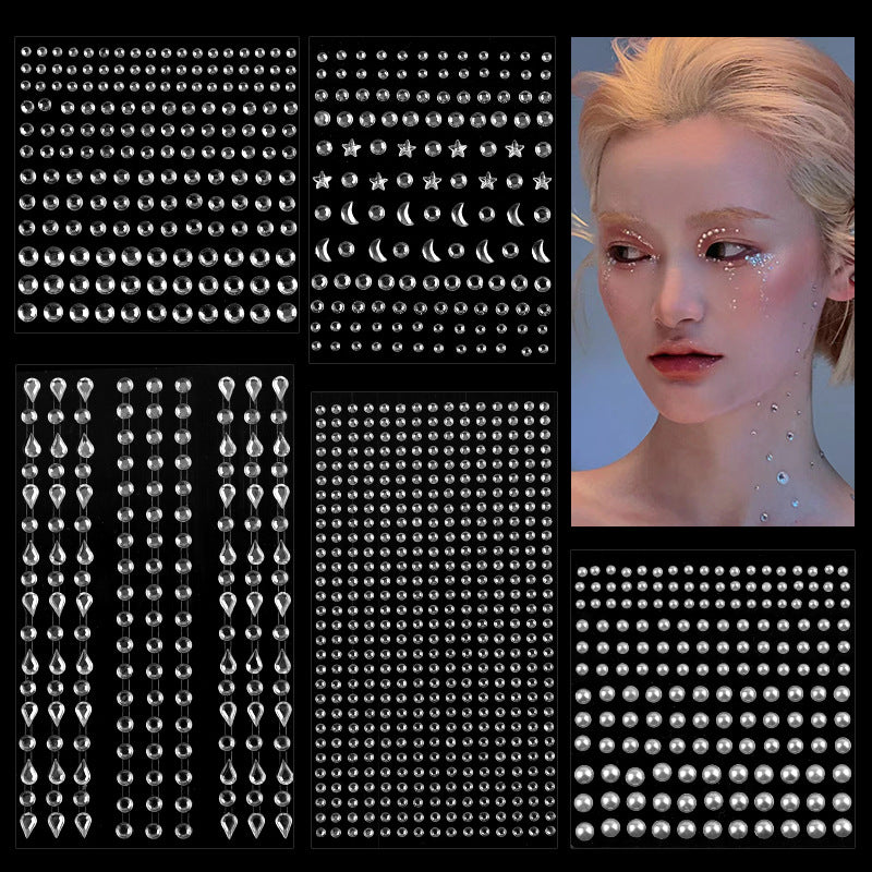 Wholesale Pearl AB Acrylic Diamond Combination Facial Stickers