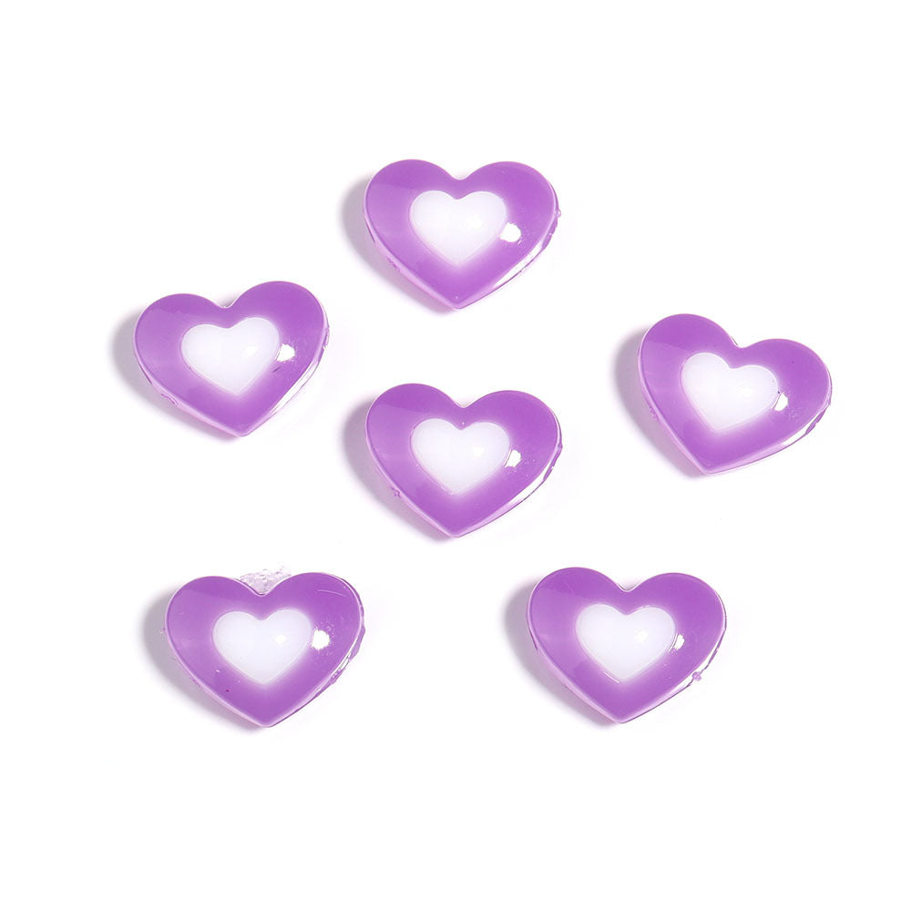 Wholesale 10pcs Jelly colored double-layer heart-shaped acrylic beads