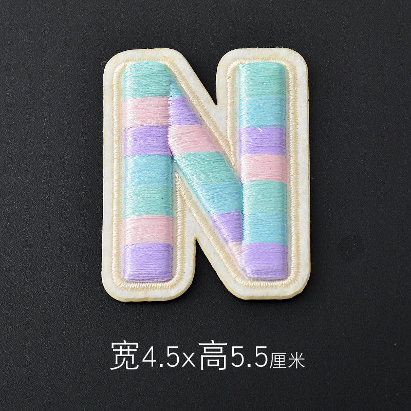 Wholesale Polyester 3D Embroidered Letter Patches Rainbow Self Adhesive DIY Fabric Appliques For Clothing Bags Shoes Hats Boutique Resale