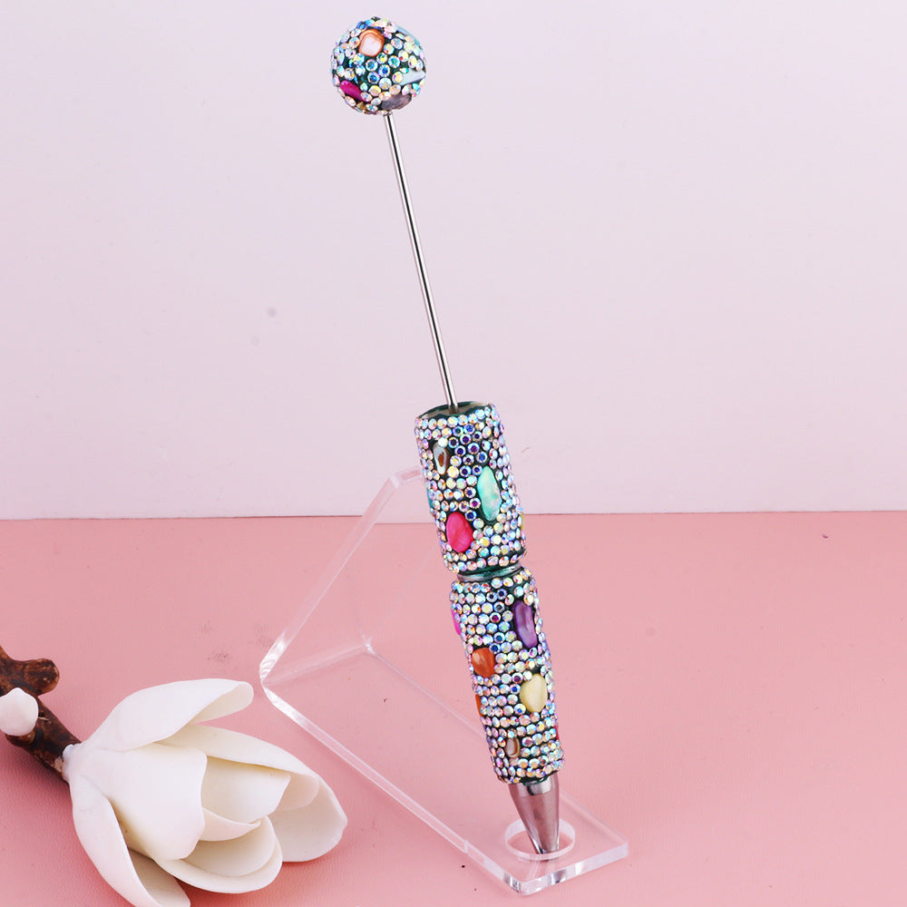 Wholesale selling colorful gem diamond beaded pen exotic shell diamond decorative beaded pen diy gift pen