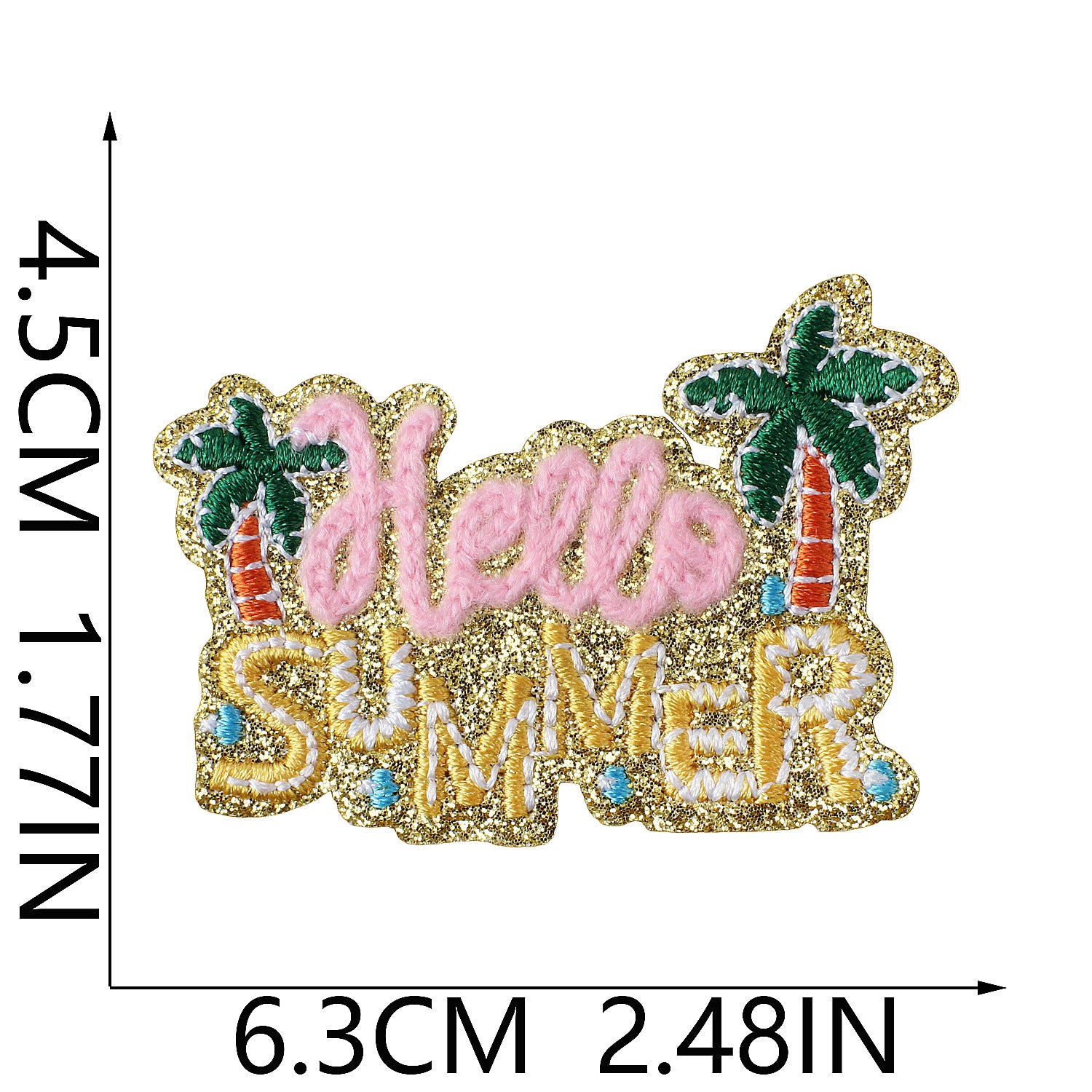 Wholesale Trendy Glitter Embroidered Iron On Patch Summer Beach Party Design For Swimwear Towels And Clothing
