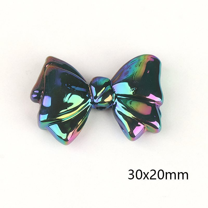 Wholesale 2PCS Acrylic Color Plated Double-sided Three-dimensional Bow Beads