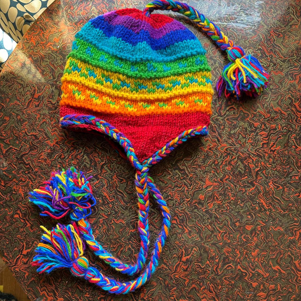 Wholesale Wool Warm Rainbow Plus Velvet Thick Earmuffs Beanie