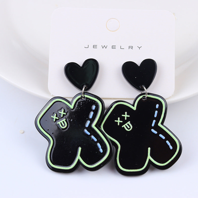 Wholesale Letter Smiling Face Acrylic Printed Earrings