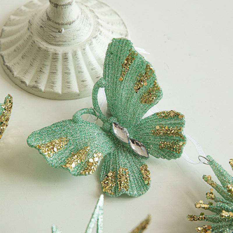 Wholesale Christmas Green Butterfly Ornaments