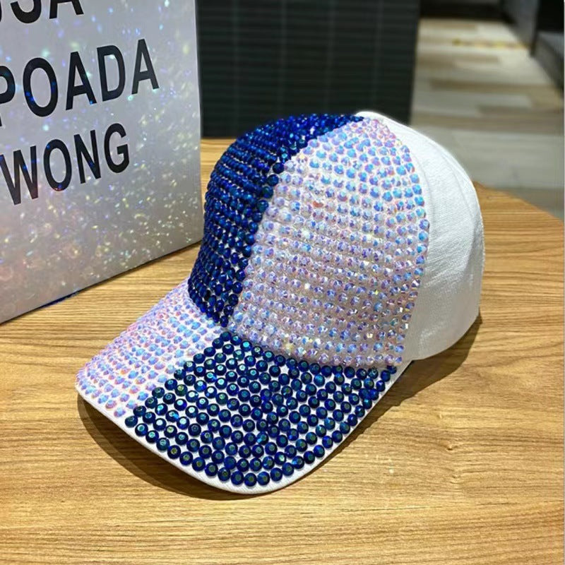 Wholesale Cotton Two-color Patchwork Diamond Studded Baseball Caps