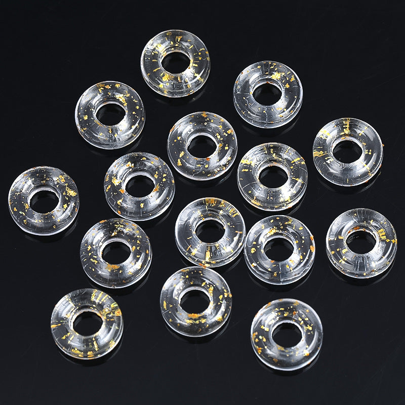Wholesale 50pcs 10mm Glass Colorful Circle Large Hole Beads Glass Beads Spacer Beads Spacer