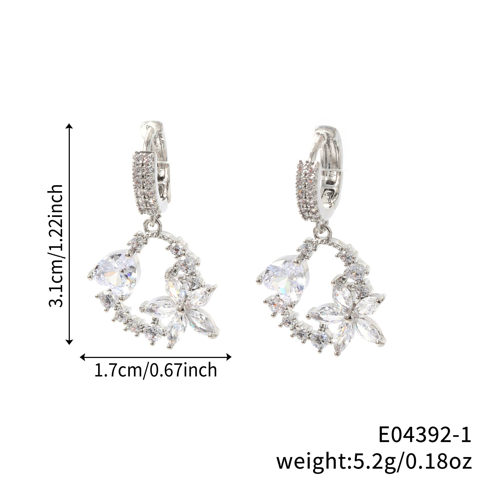 Wholesale  Flower Leaf Heart Pendant Earrings Valentine' s Day Birthday Gift