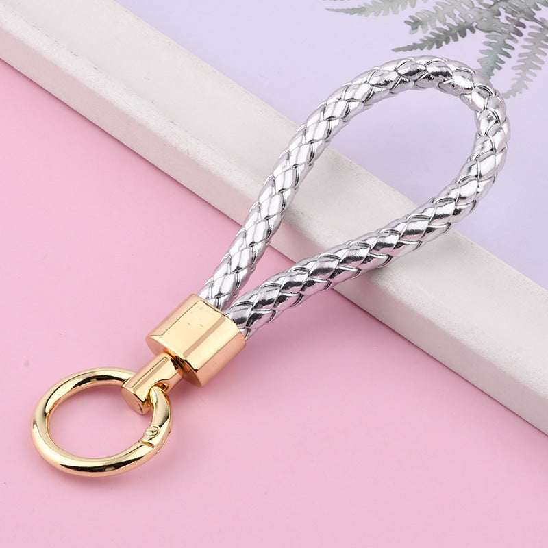 Wholesale PU Leather Woven Lanyard Keychain
