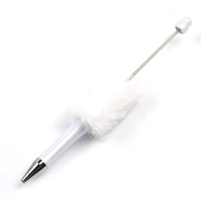 Wholesale 5pcs Creative DIY Plush Multi colored Ball Beads Plastic Rotating Ballpoint Pen