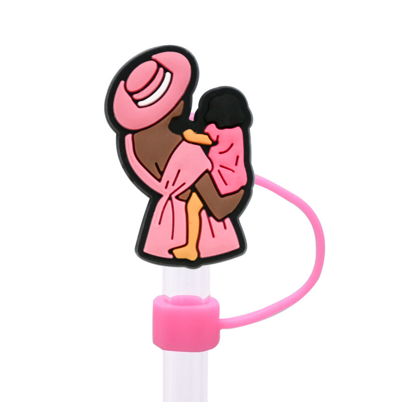 Wholesale  Random 100pcs/pack  Mother' s Day dust plug straw cap   Straw Tube Cap