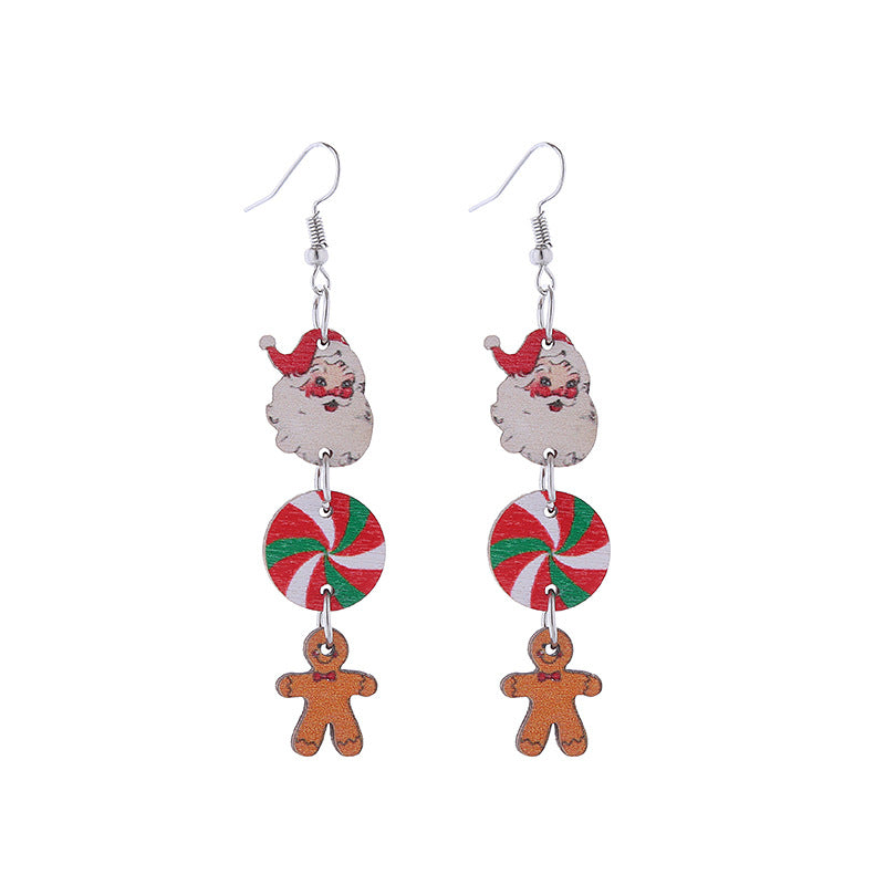 Wholesale Christmas Elk Snowflake Cute Long Drop Earrings