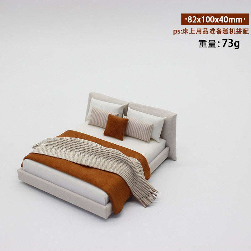 Wholesale Indoor small furniture   mini bed  cream style double bed Doll Accessories