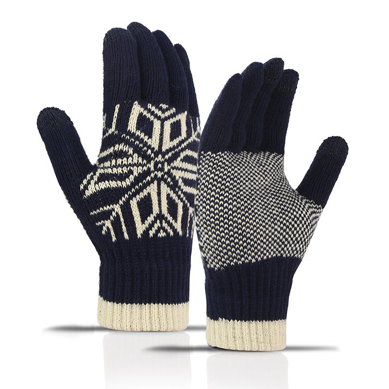 Wholesale Large Anise Plus Velvet Thickened Knitted Touch Screen Bicycle Winter Imitation Cashmere Warm Gloves