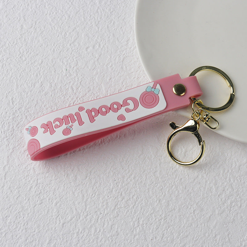 Wholesale PVC Candy Color Soft Rubber Cord Keychain