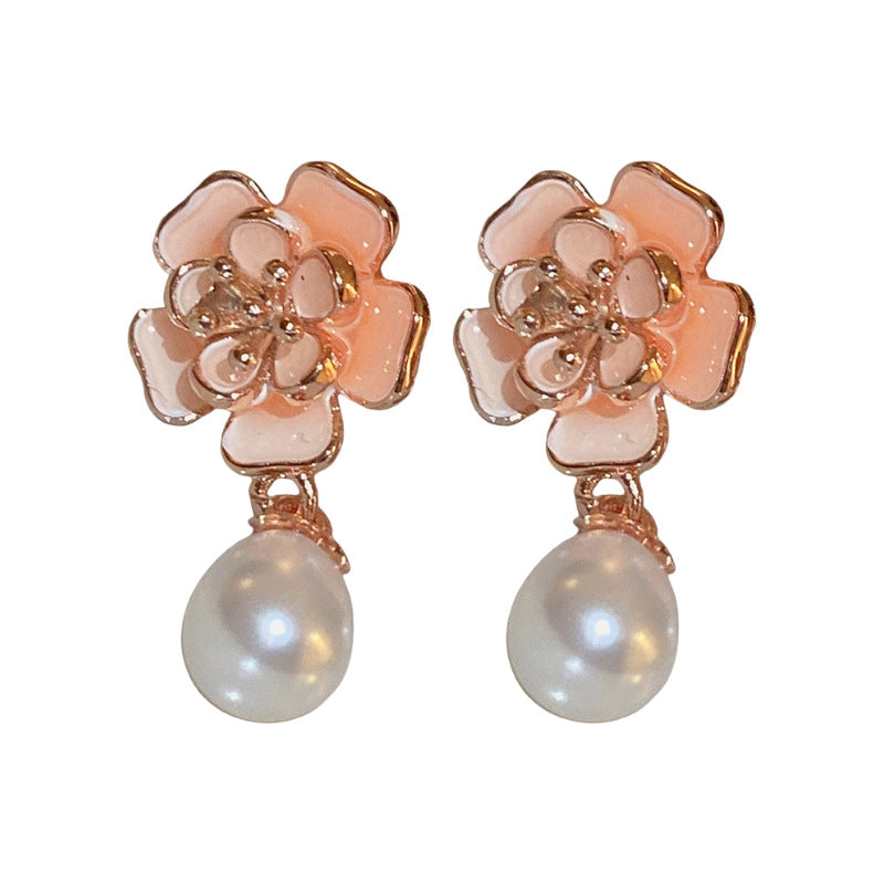 Wholesale Oil Drops Flowers Pearl Earrings