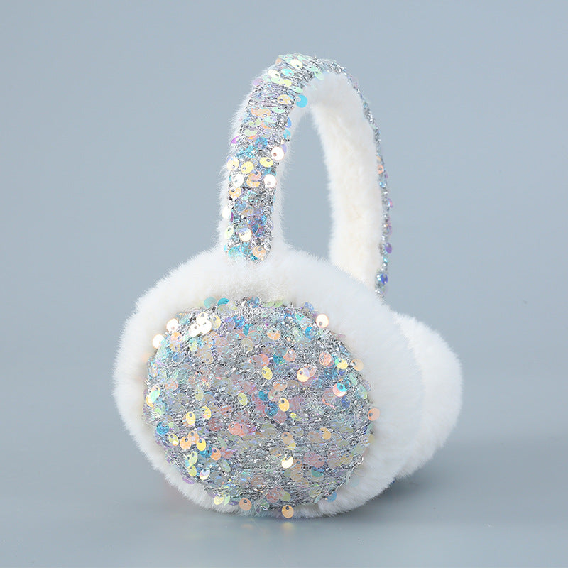 Wholesale Sequins Warm Cute Winter Earmuffs Plush Antifreeze Ear Warmer
