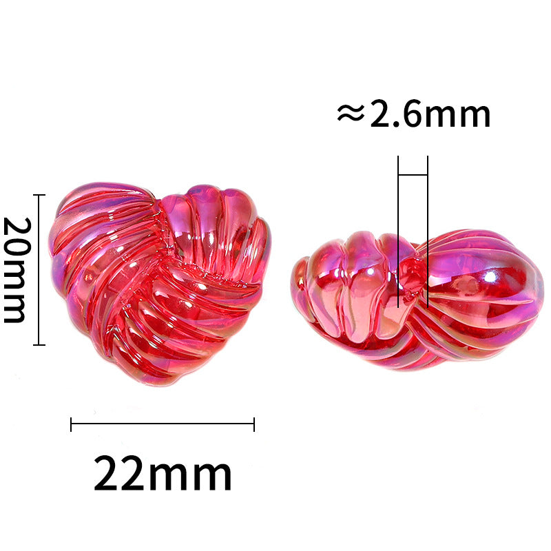 Wholesale 50pcs Colorful Transparent Twisted Wool Heart Beads