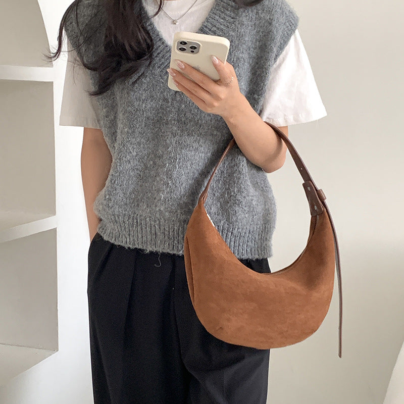 Wholesale Suede hand-held dumpling bag suede under armpit bag