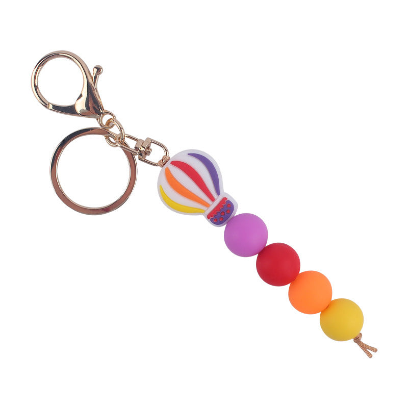 Wholesale Cartoon Hot Air Balloon Silicone Handmade Beaded Keychain