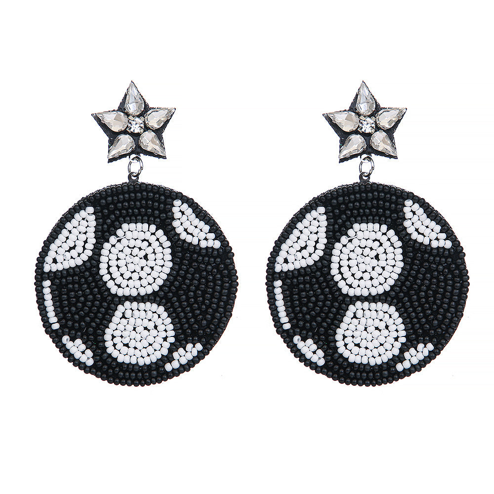 Wholesale New Game Day Sports Series Earrings Hand-woven Football Football Beaded Earrings