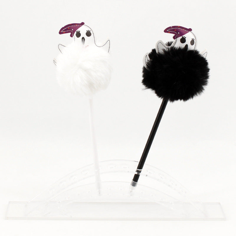 Wholesale Halloween Ghost Festival Bat Skeleton Ghost Witch Hair Ball Plastic Ballpoint Pen