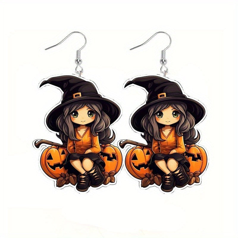 Wholesale  Pumpkin Cute Witch Series Acrylic Earrings