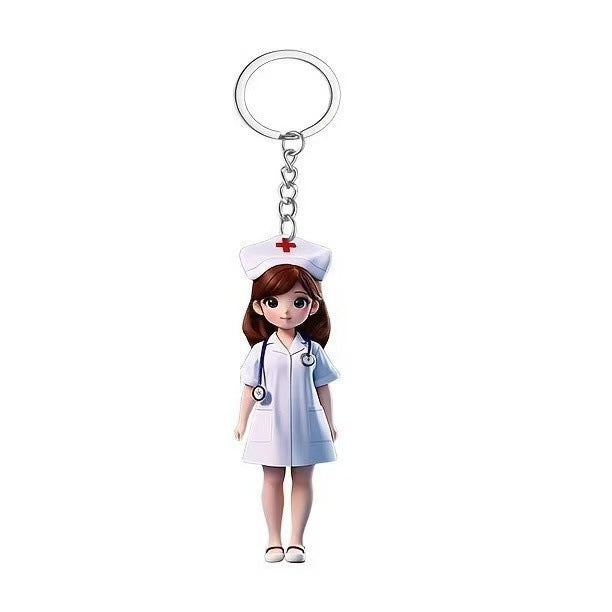Wholesale Acrylic flat cute cartoon nurse keychain