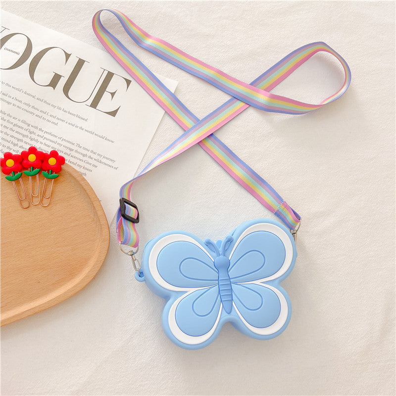 Wholesale Kids Double Sided Butterfly Silicone Messenger Bag