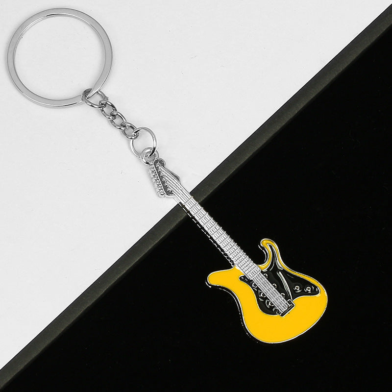 Wholesale Music Festival Metal Instrument Colorful Guitar Keychain