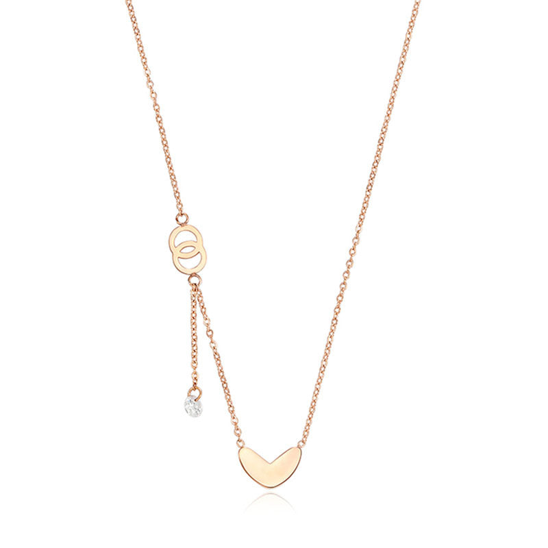 Wholesale Love Zircon Tassel Titanium Steel Necklace