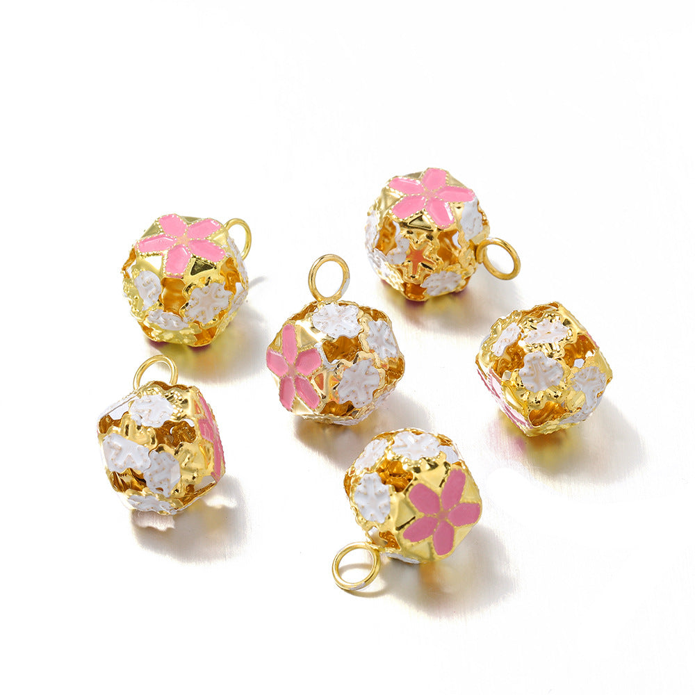 Wholesale 5pcs/pack Colorful Hollow Flower Bell Beads