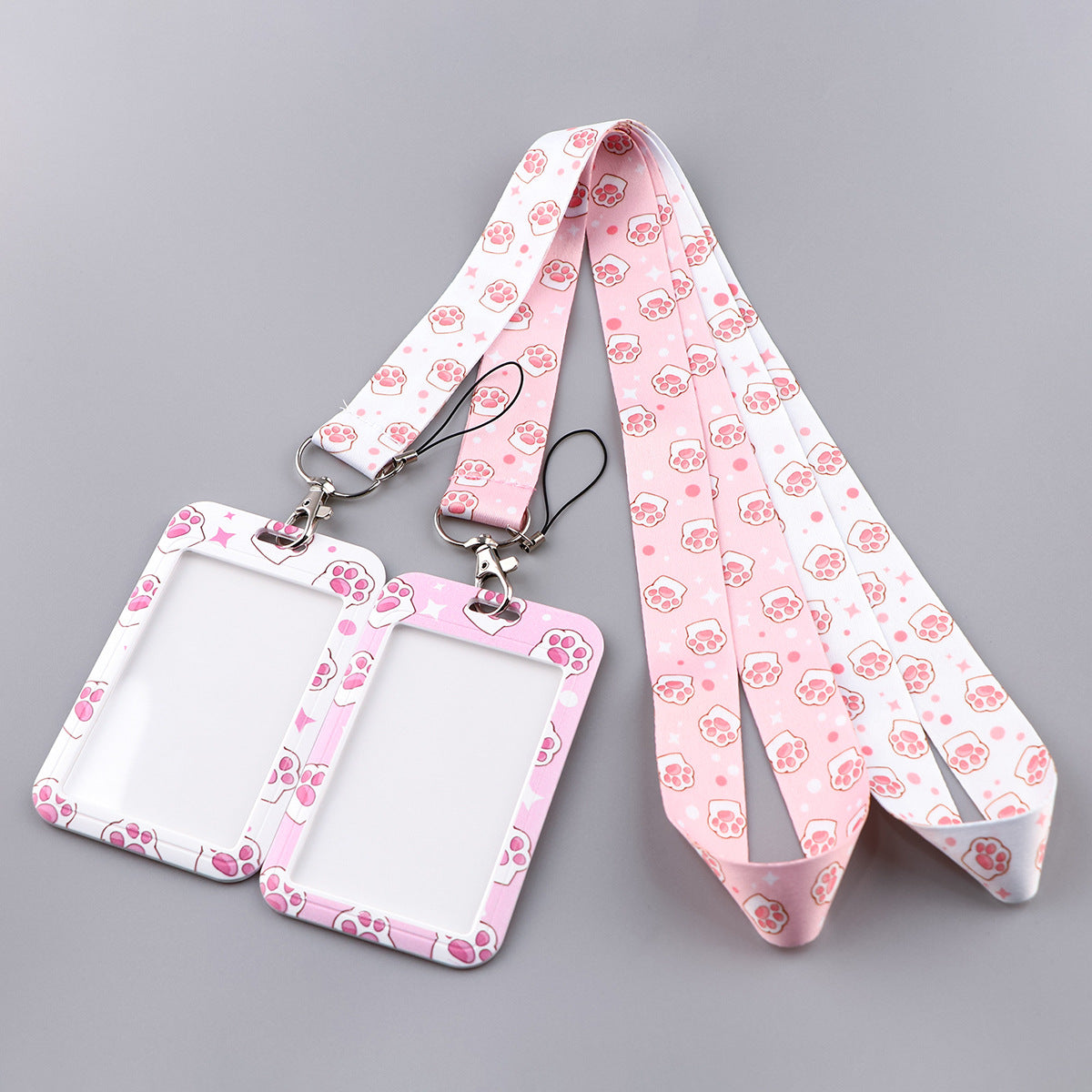 Wholesale Cat Paw Card Holder Ribbon Polyester Phone Lanyard Keychain