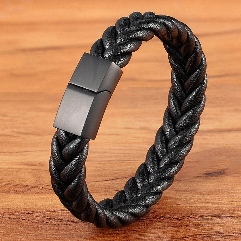 Wholesale of New Multi-layer Woven Punk Alloy Leather Bracelet