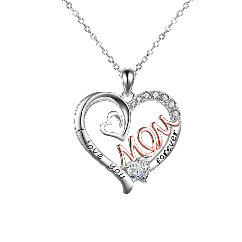 Wholesale Mother's Day Heart-shaped Mom Double Heart-shaped Letter Alloy Pendant