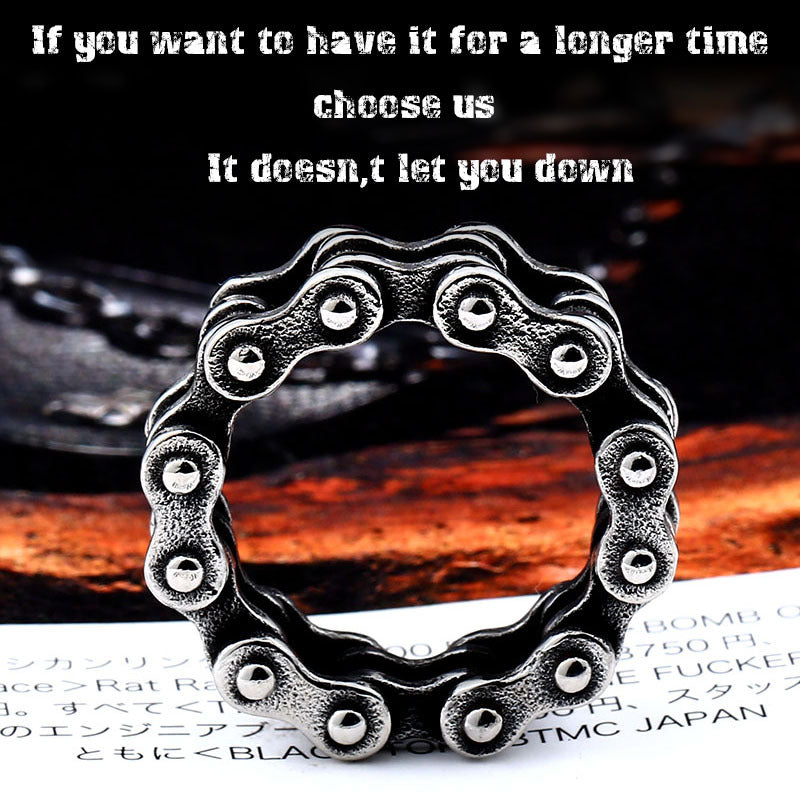 Wholesale retro personalized bicycle chain stainless steel ring