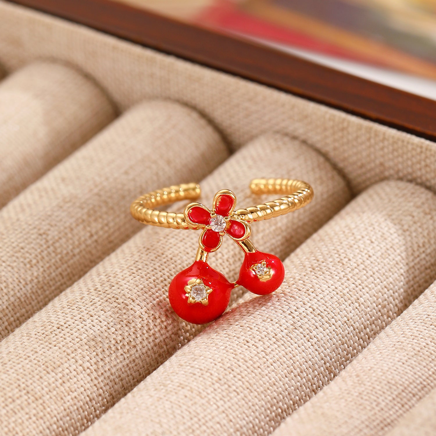 Wholesale Sweet Love Cherry Open Ring