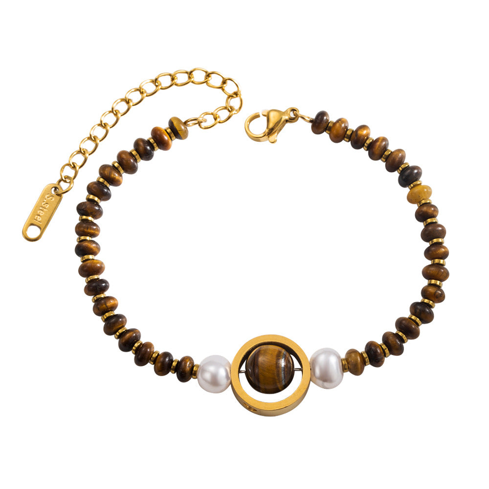 Wholesale Tiger Eye Titanium Steel Bracelet