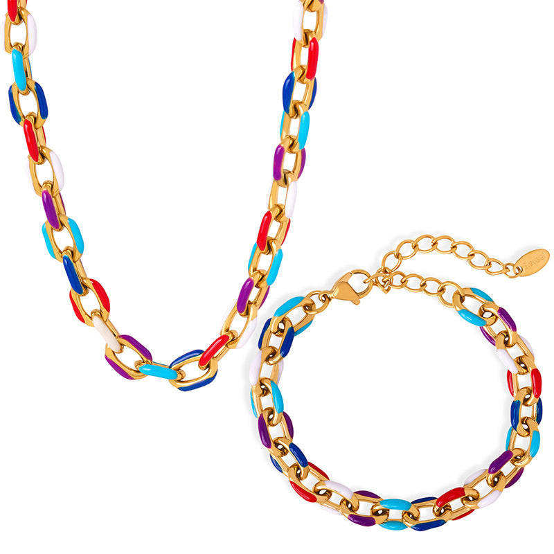 Wholesale Cuban Thick Chain Necklace Bracelet Jewelry Set