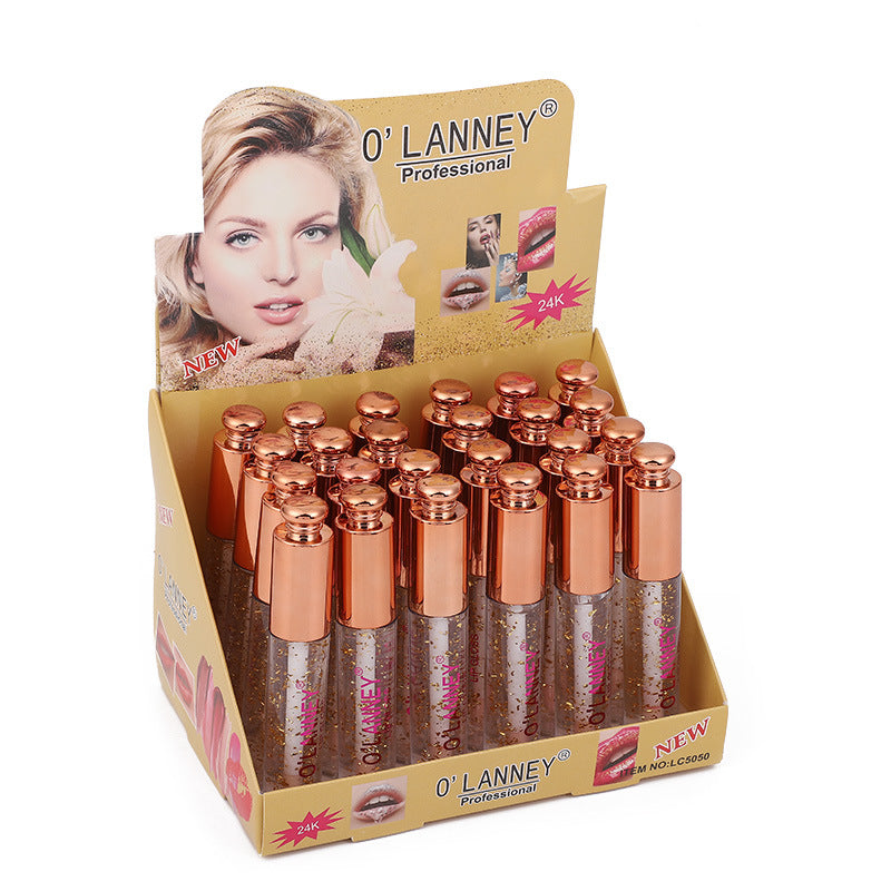 Wholesale 24pcs Transparent Gold Foil Color Changing Lip Varnish