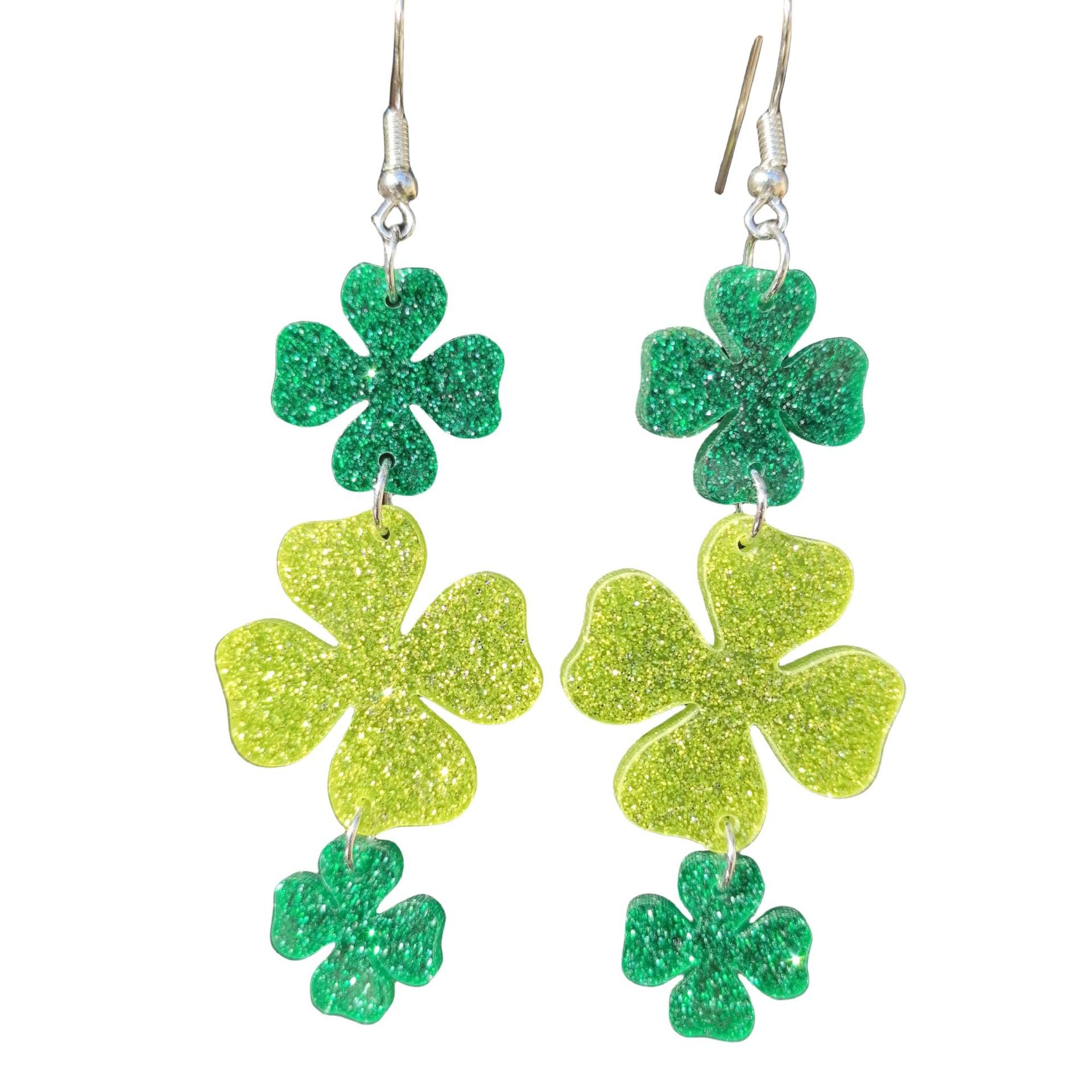 Wholesale St. Patrick's Day  Clover green clover acrylic earrings