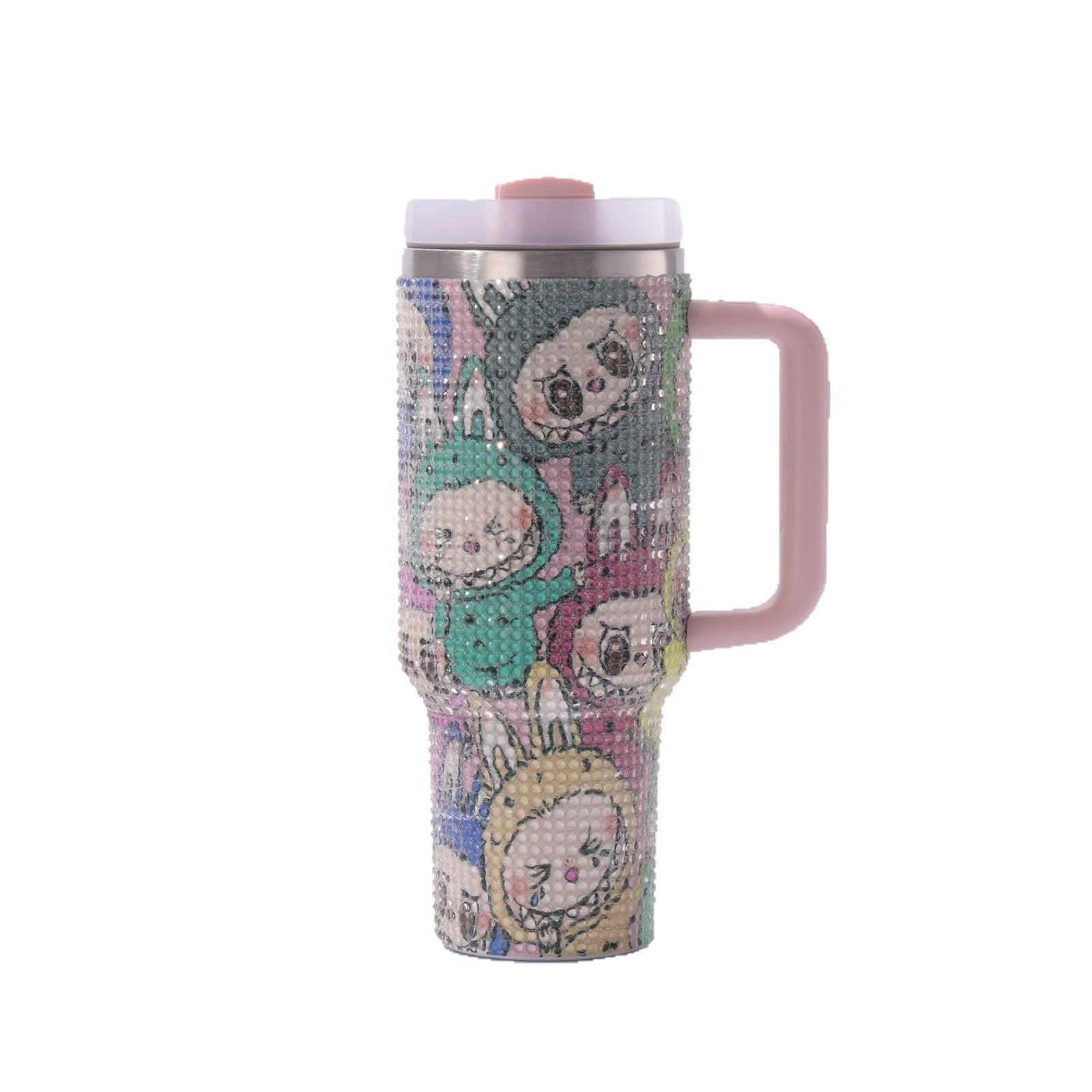 Wholesale Stainless Steel Cartoon Diamond-Encrusted 40oz Car Handle Straw Cup