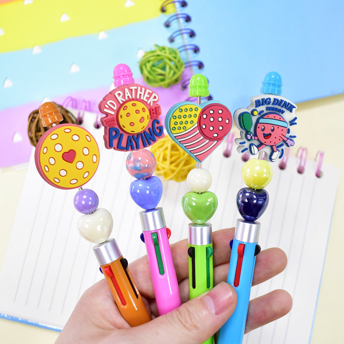 Wholesale Random 100pcs pickleball sports series bead pen patch handmade DIY beads