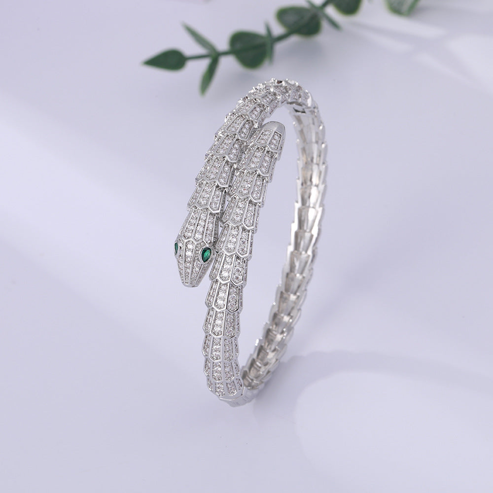 Wholesale  personality green eye snake bracelet