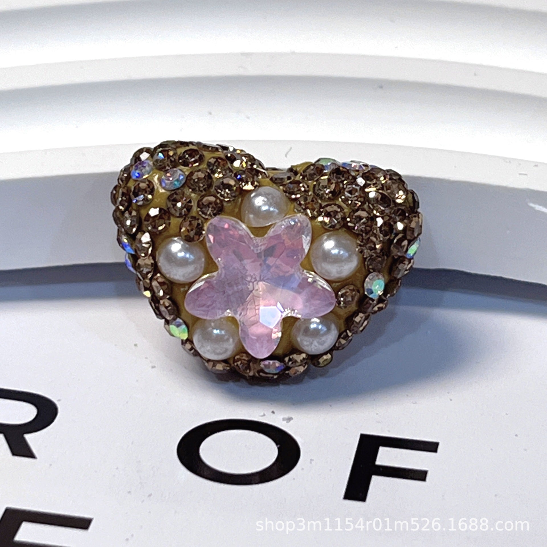 Wholesale 10pcs Double sided diamond inlaid colored soft ceramic straight hole beads