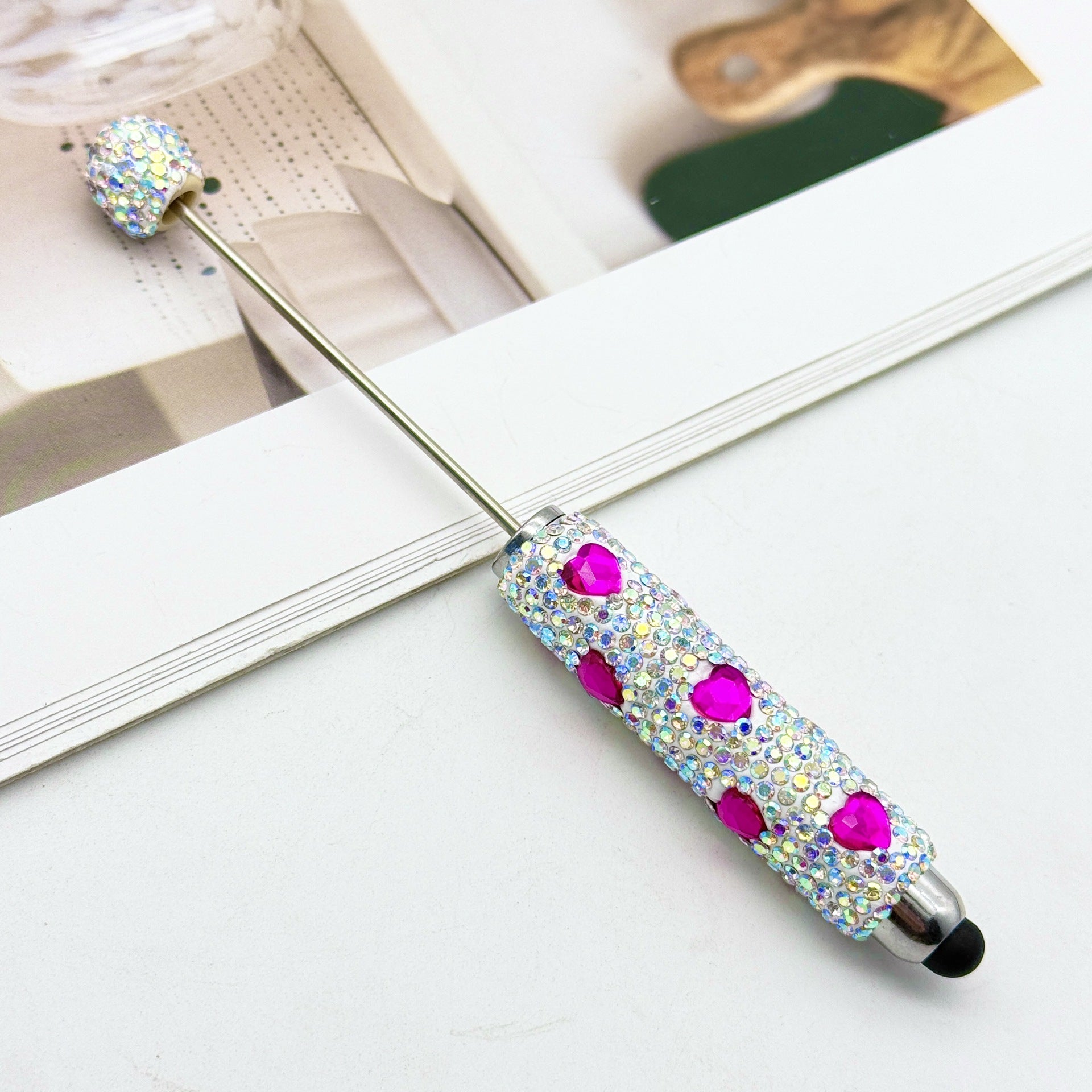 Wholesale DIY colorful full diamond touch screen pen pure handmade love bead pen