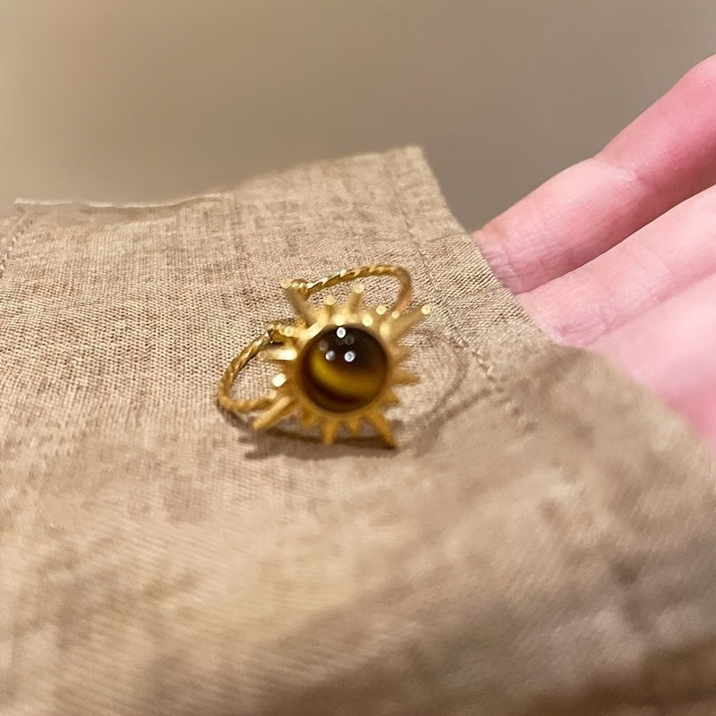 Wholesale Golden Sunflower Tiger Eye Ring
